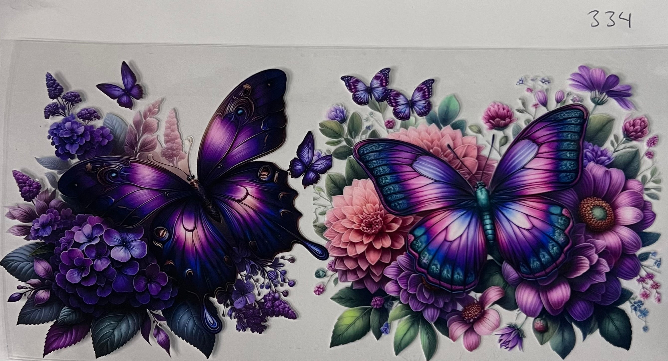 #334 Purple & Black butterflies and flowers