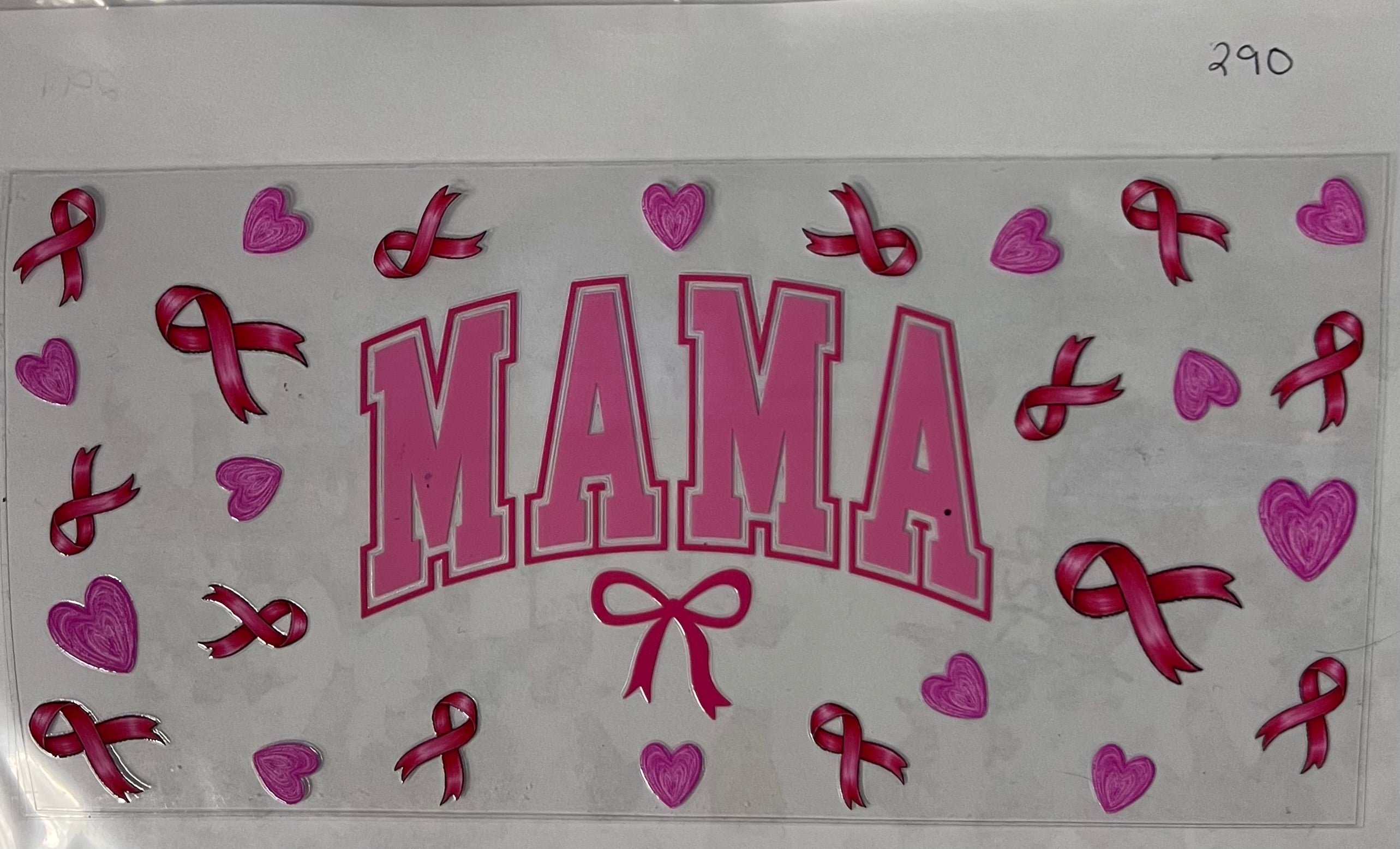 #290 Mama pink bow and hearts