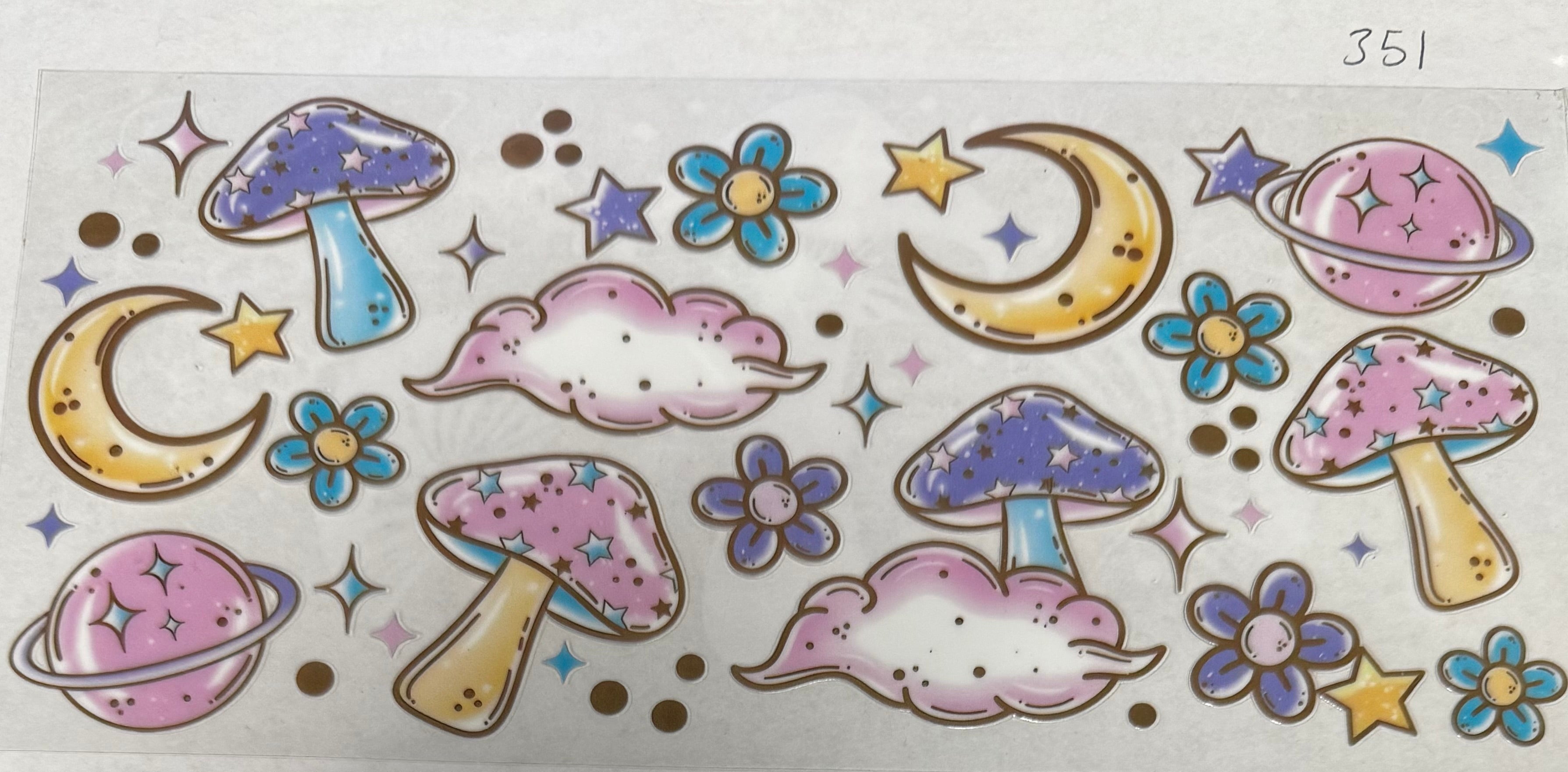 #351 Mushrooms Moon Cloud Flower