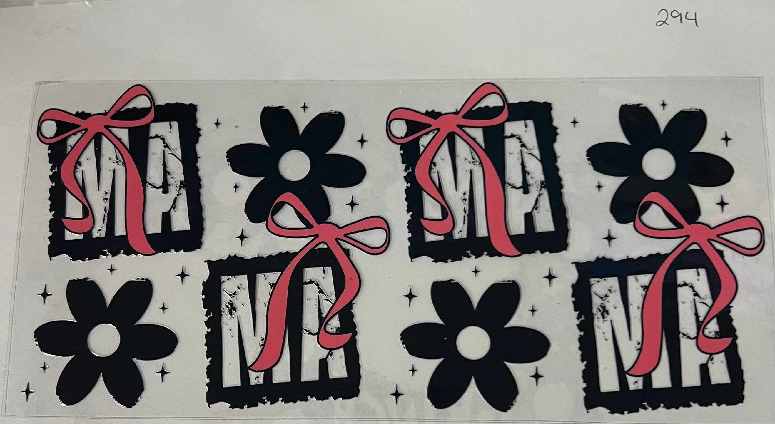 #294 Mama pink bow black flower