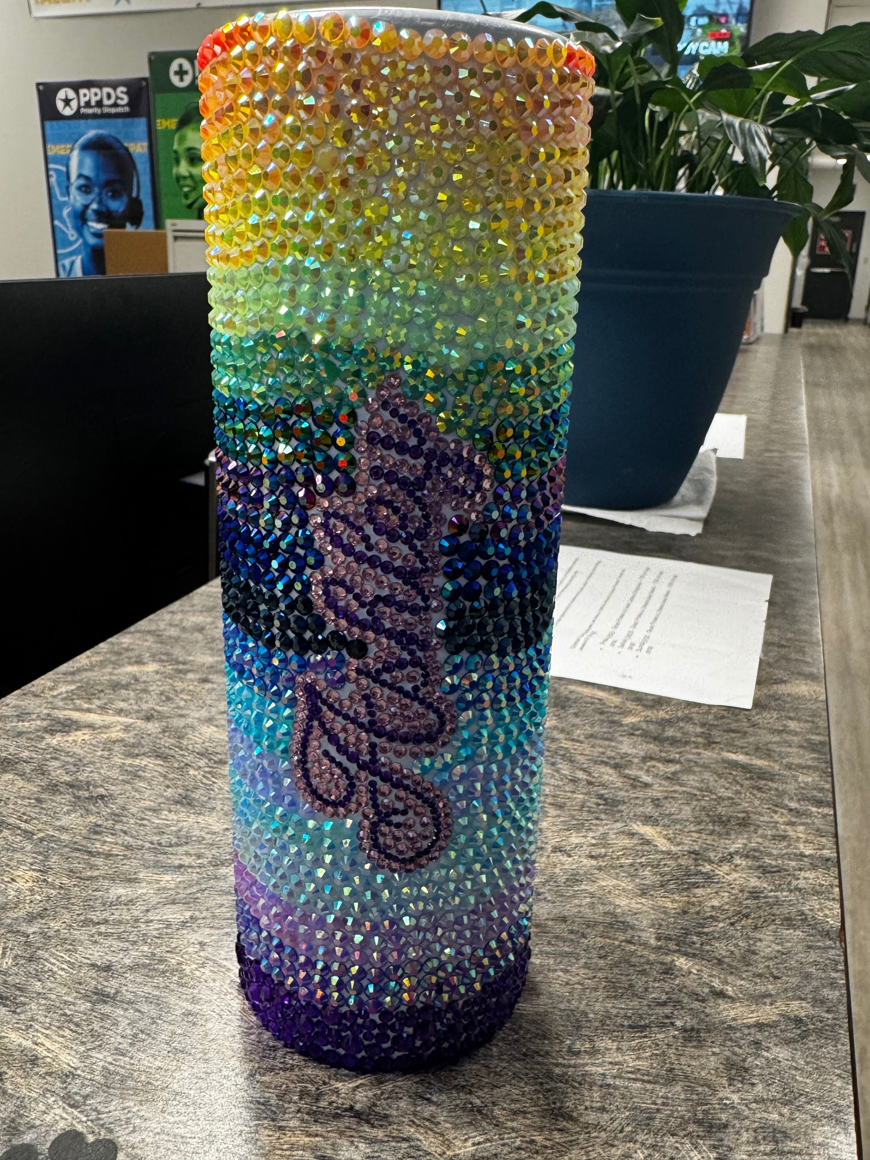 Rhinestoned Stainless Steel Skinny Tumbler